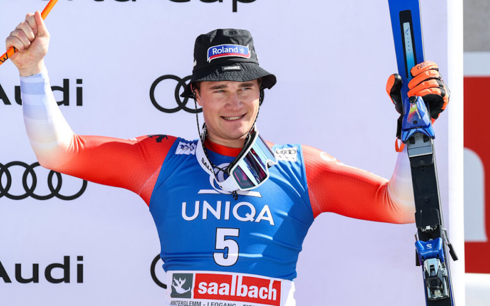 Arnaud Boisset erreichte im März beim Super-G von Saalbach seinen ersten Podestplatz im Weltcup. – Foto: GEPA pictures