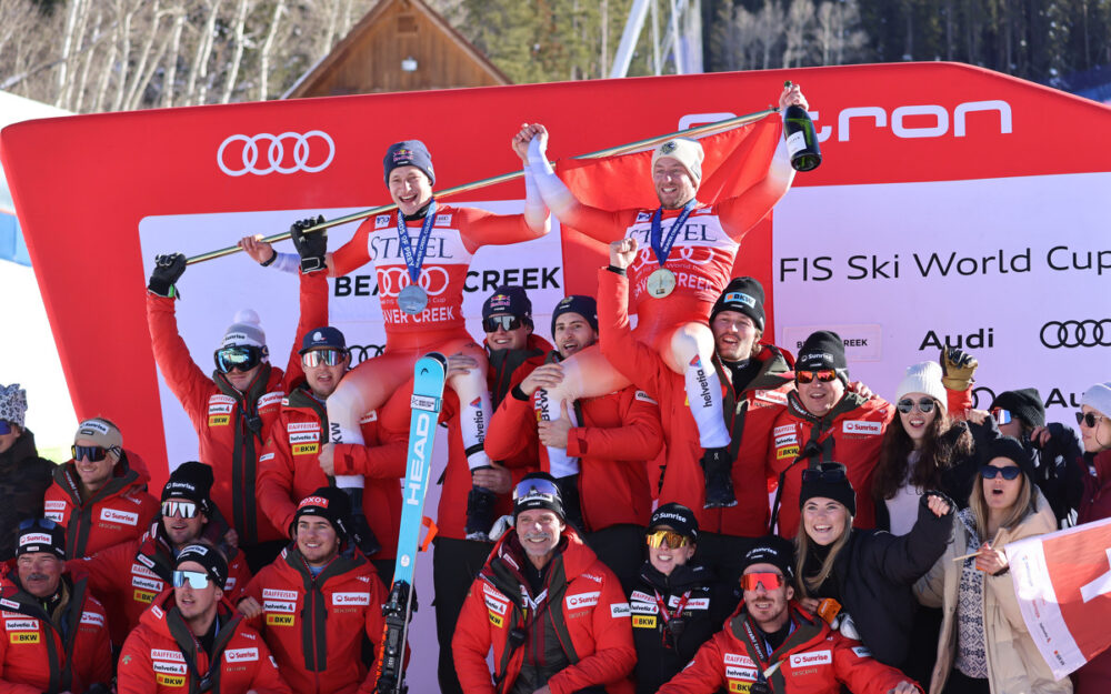 Justin Murisier liegt in der Abfahrt von Beaver Creek in Führung. – Foto: GEPA pictures