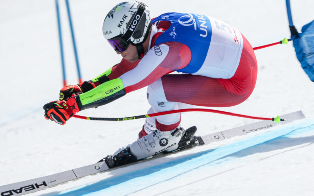 Bei den Österreichischen Meisterschaften fuhr Lukas Feurstein mit dem Schuh-Prototyp zu Bronze im Super-G. – Foto: GEPA pictures