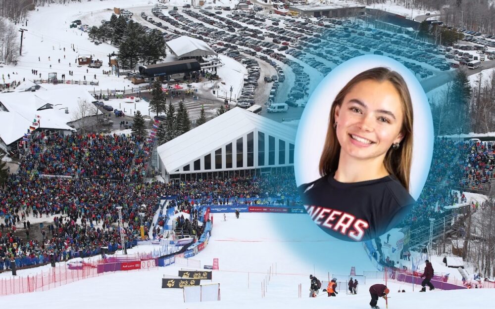 Mia Hunt (kleines Bild) wird in Killington ihre Weltcup-Premiere erleben. – Fotos: GEPA Pictures / Denver Pioneers