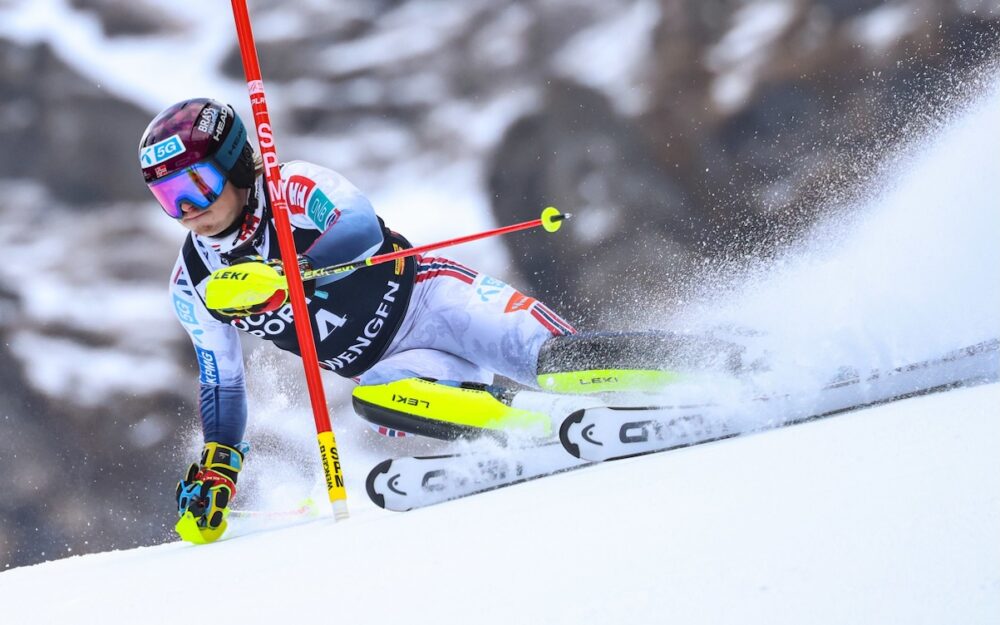 Atle Lie McGrath unterwegs zur Bestzeit im 1. Lauf des Weltcup-Slaloms von Wengen. – Foto: GEPA pictures