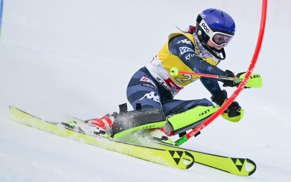 Liv Moritz – hier beim Slalom der Junioren-WM in St. Anton – startet heute erstmals im Weltcup. – Foto: GEPA pictures