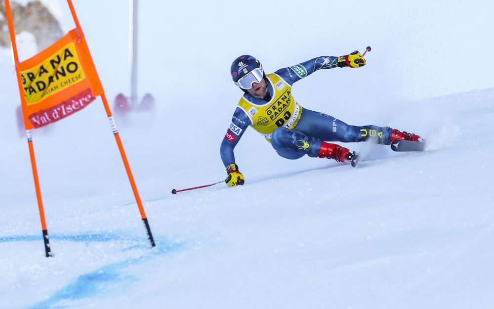 Kyle Negomir überraschte beim ersten Training in Val d'Isère. – Foto: GEPA pictures